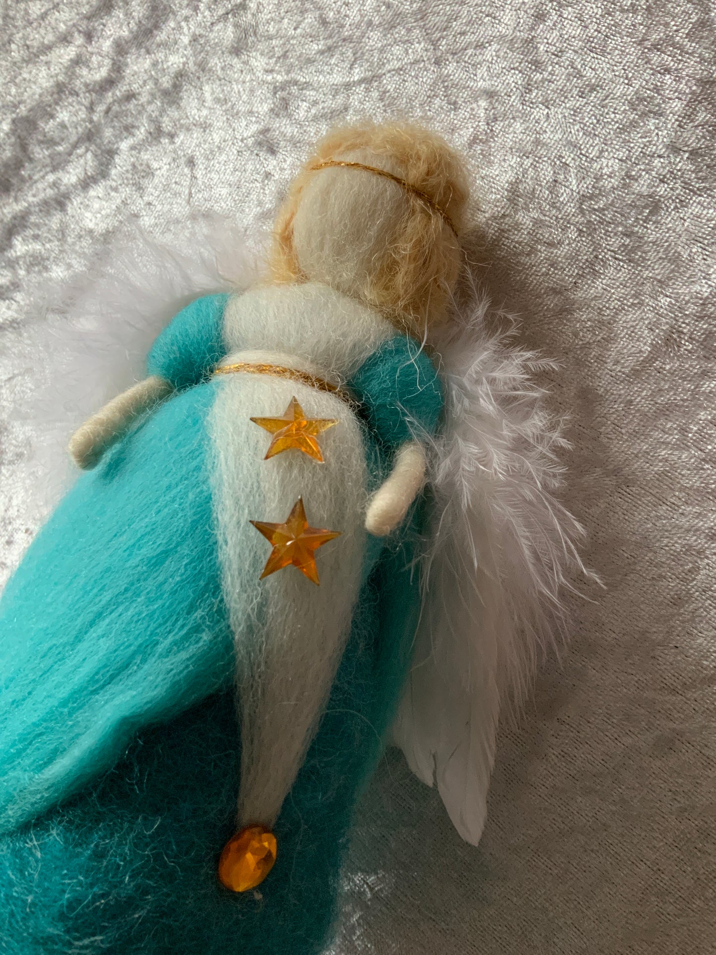 Engel stehend aus Zauberwolle in Türkis