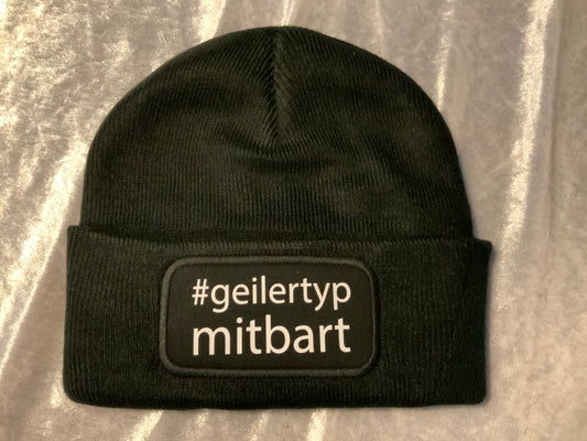 Bedruckte Mütze Schwarz Geiler Typ mit Bart