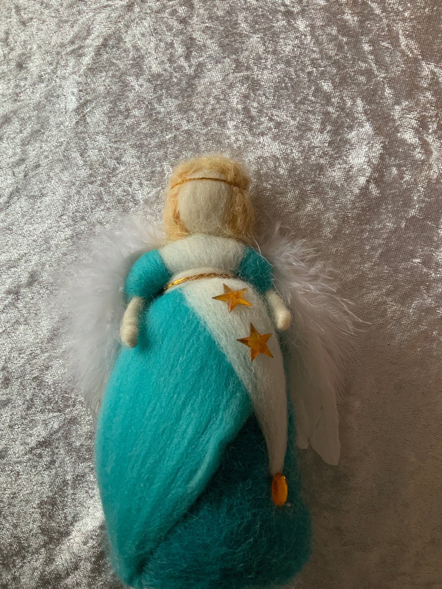 Engel stehend aus Zauberwolle in Türkis