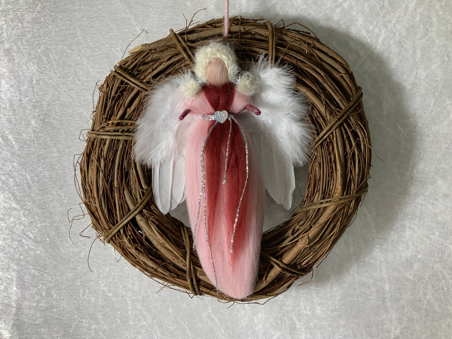 Türkranz mit Engel auf Merinowolle