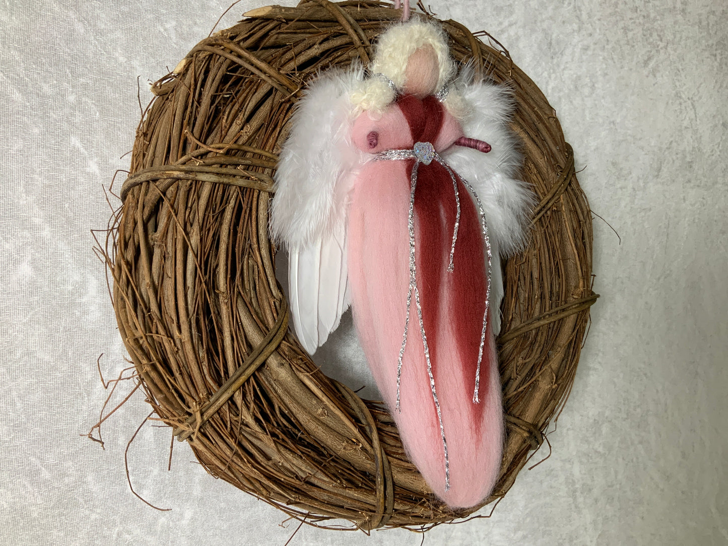 Türkranz mit Engel auf Merinowolle