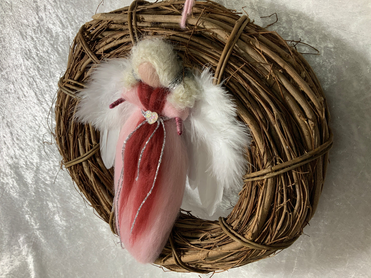 Türkranz mit Engel auf Merinowolle